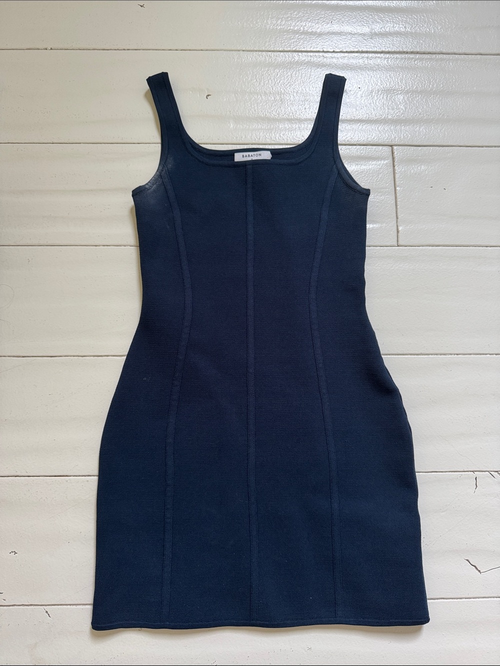 Babaton Navy Sleeveless Sheath Mini Dress
